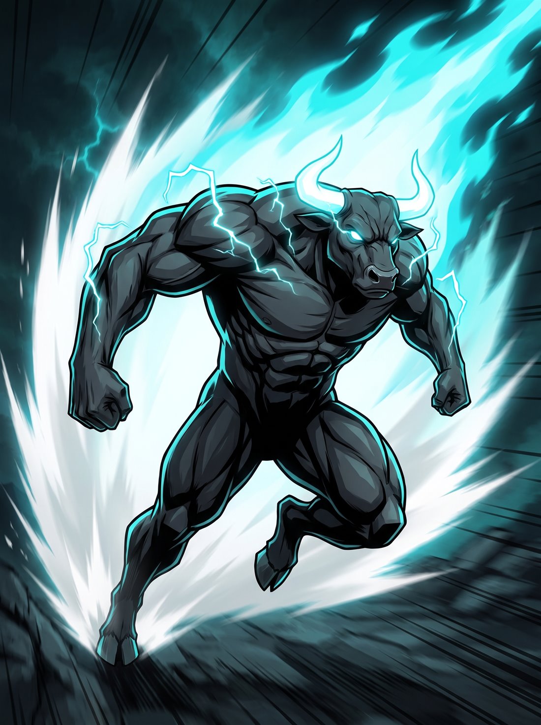 HyperBull at full sprint through the storm
